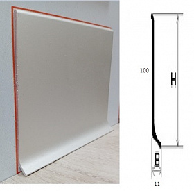 Плинтус анодированный алюминиевый 100х11х3000 мм Россия, серебро