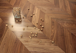 Инженерный паркет Французская Ёлочка Орех Американский селект 12х125х600 мм лак