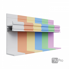 Теневой плинтус скрытого монтажа AlPro13-7210 с нижней полкой Любой цвет по RAL  (под подсветку) 2,7 м.  