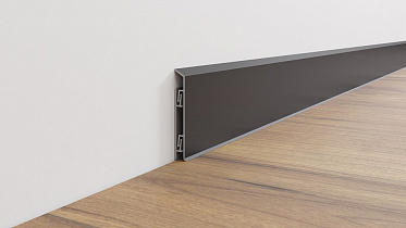 Плинтус AlPro13-2642 алюминиевый анодированный с кабель-каналом на клипсу L 100 черный матовый 2,95 м